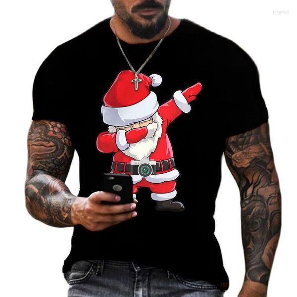 T-shirt da uomo 2022 T-shirt da uomo di Natale Stampa 3D Camicia di marca a maniche corte per uomo T-shirt oversize Uomo Divertente Abbigliamento natalizio Top