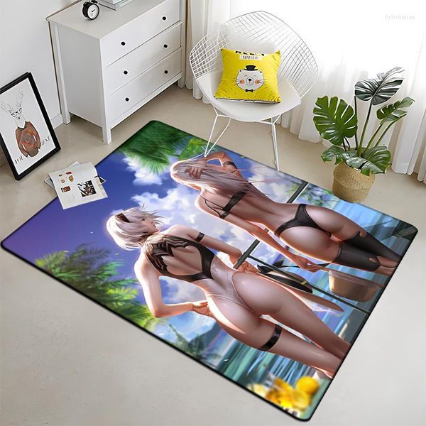 Teppiche Anime Sexy Girl Beauty Modernes Haus Wohnzimmer Bodenmatte Schlafzimmer Teppich Poster Matte Muster Dekorativer quadratischer Teppich Geschenk