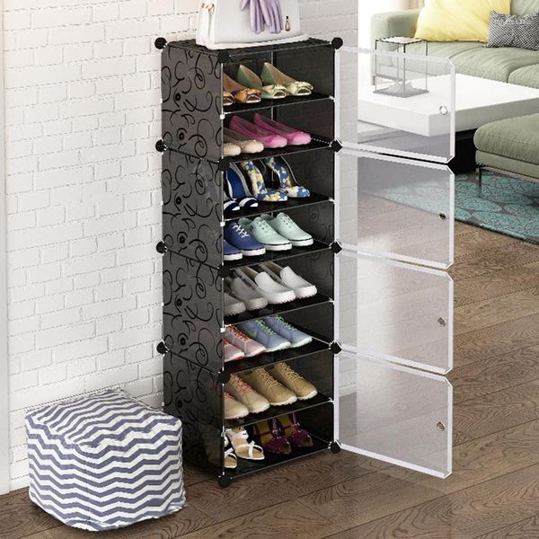 Kleidungsaufbewahrung, mehrschichtiges Schuhregal, platzsparend, Schuhe, Stiefel, Organizer, Schrank, DIY montierter Modulschrank mit Türmöbeln