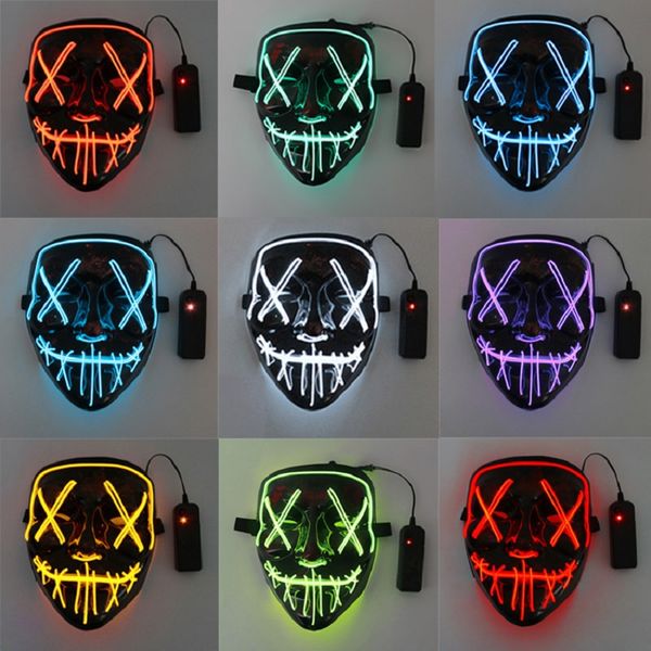 Üretici Toptan 10 Renk 20 cm LED Oyuncak Aydınlık Maske Cadılar Bayramı Kostüm Partisi Korkunç Yüz Maskesi