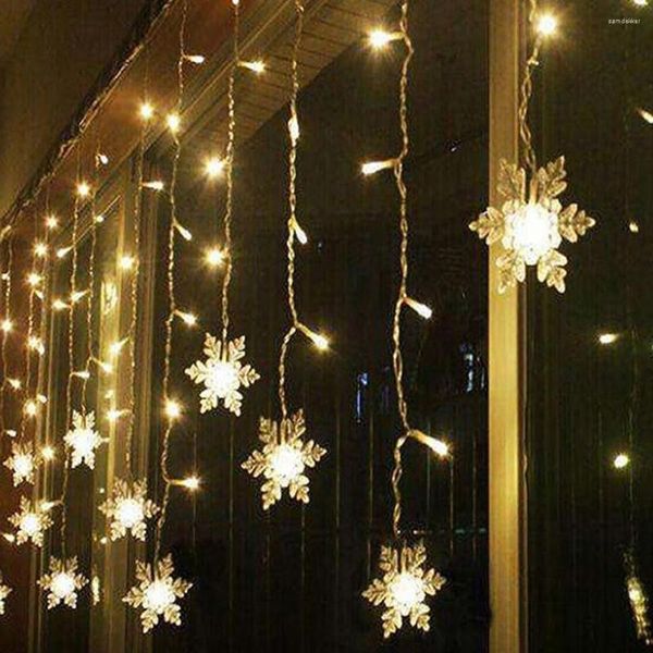 Corde a forma di fiocco di neve String Light Decorative Xmas Curtain Lamp Plastic Hanging LED Party Po Prop per la casa