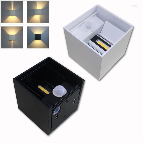 6W/10W Lampada da parete per esterni a LED Impermeabile IP65 Sensore di movimento Illuminazione decorativa Luci per portico Lampada da giardino per balcone