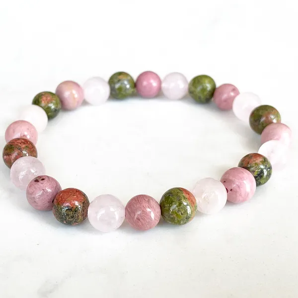 Strand MG1713 Bracciale zodiacale Scorpione da donna 8 mm Quarzo rosa Unakite Diaspro Rodonite Chakra Polso Mala Gioielli con pietre preziose naturali