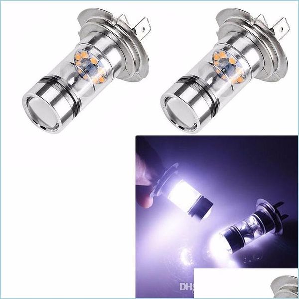 Illuminazione per motocicletta Illuminazione a led per auto Illuminazione per motocicletta 2X H7 100W Coda di nebbia Lampada frontale per guida Bb Bianco Super Bright Drop Delivery 2022 Dhcgs