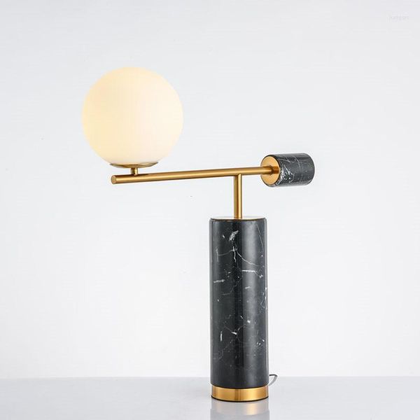 Tischlampen, moderne Marmor-Schreibtischlampe, schwarzes Metall, Schlafzimmer, Heimdekoration, Beleuchtung, Licht TA060