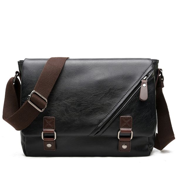 Bolsa de couro masculina Bolsas de ombro de ombro ￺nico Neg￳cio Lazer de estilo coreano homens crossbody Messenger Bags Office Multifunction