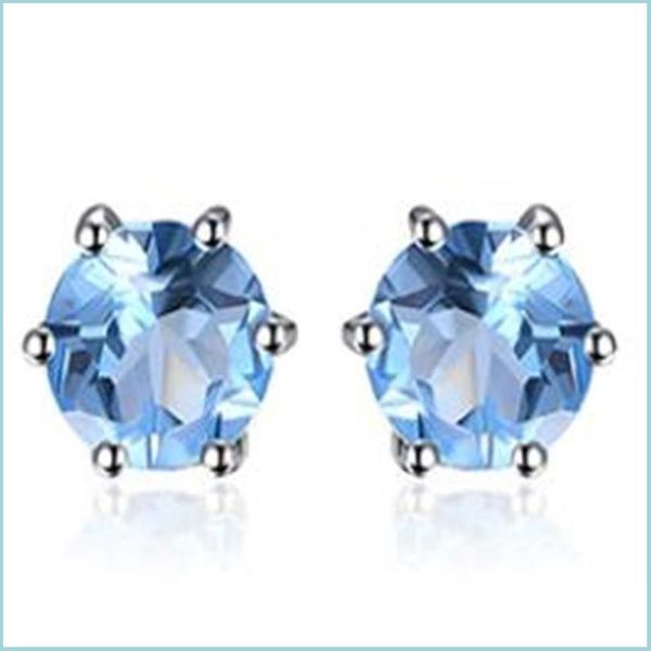 Ohrstecker Echte Amethyst Granat Peridot Topas Ohrstecker 925 Sterling Silber Für Frauen Koreanische Ohrringe Modeschmuck 759 Z2 Drop Deliv Dhixp