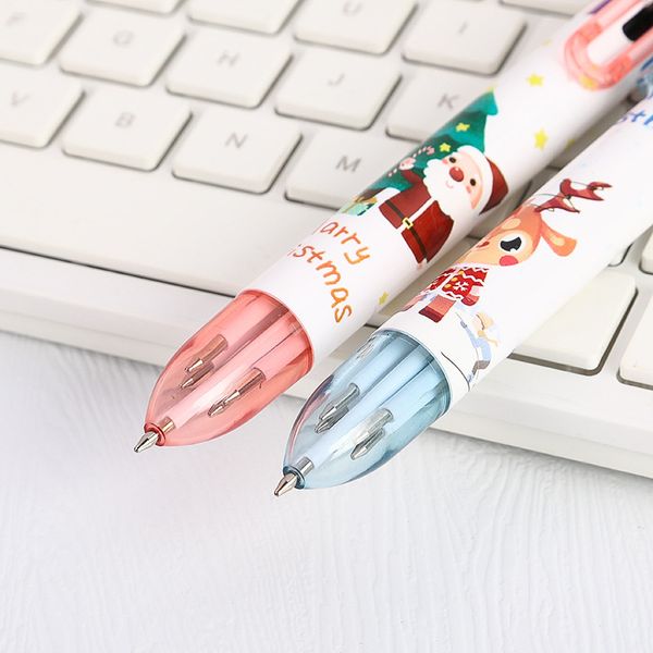 Рождественская мультфильм 6 цветная ручка для шарики может напечатать логотип пресс писать творческую канцелярку Рождественская ручка