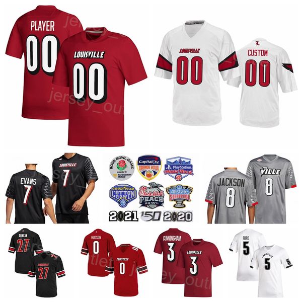 NCAA University Football 27 Kenderick Duncan Jersey College 3 Malik Cunningham 7 Tiyon Evans 8 Lamar Jackson 0 Tyler Hudson 5 Marshon Ford Uniforme sportiva cucita