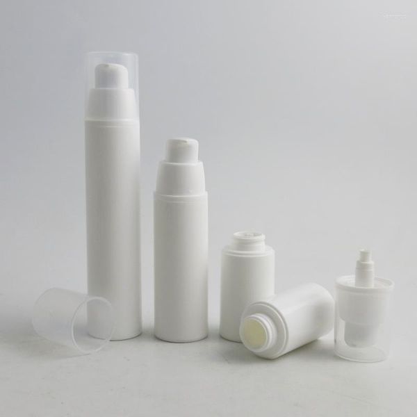 Vorratsflaschen, Gläser, 10 x 15 ml, 30 ml, 50 ml, tragbare Airless-Lotionpumpe, die 1 Unze leere weiße PP-Kosmetik-Vakuumverpackungsbehälter abgibt