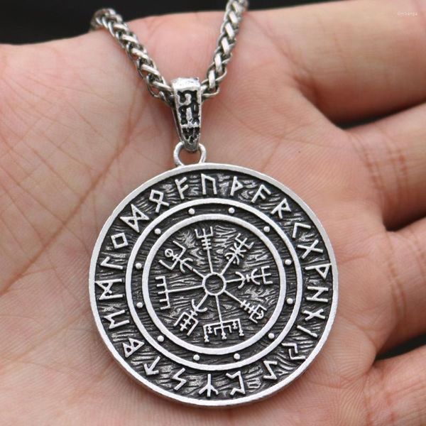 Colar Viking Compass Pingente Pingente Odin Rune Amulet Homens e mulheres joias de estilo retrô