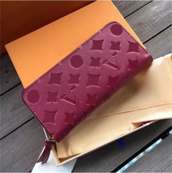 2022 mode frauen kupplung leder brieftasche einzigen reißverschluss geldbörsen dame damen lange klassische mit orange box karte 60017