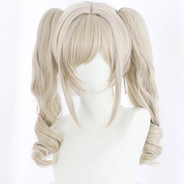 Genshin impact babara game cosplay perucas loiras marrom rabos de cavalo lolita anime peruca