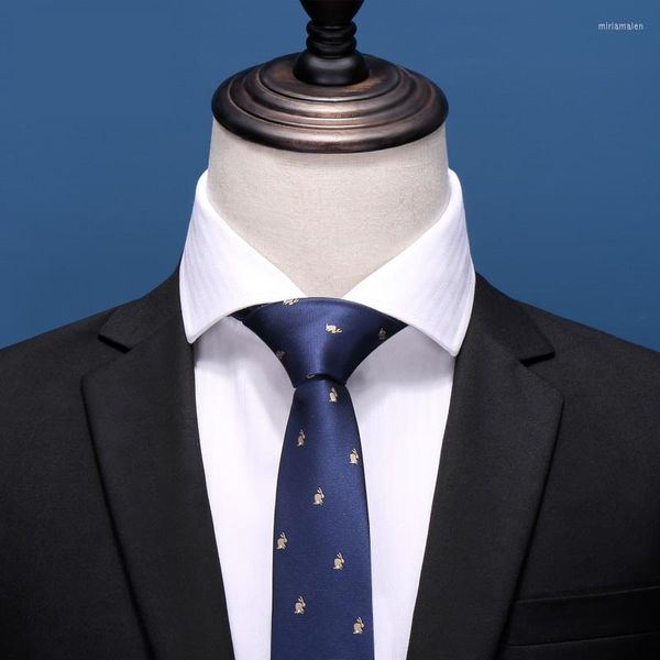 Papillon 2022 marchio di moda da uomo di alta qualità 5 cm modello sottile blu navy cravatta abito formale cravatta per uomo con confezione regalo