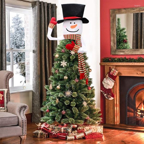 Decorações de Natal braço braço ajustável boneco de neve ajustável Topper Top Hat Hatger Hugger para decoração de casa de férias de Natal