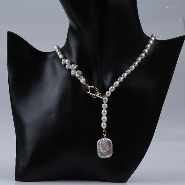 Choker Moderner Schmuck nat￼rliche S￼￟wasser Perlen Halskette Square Anh￤nger Frauen Party Hochzeitsgeschenke
