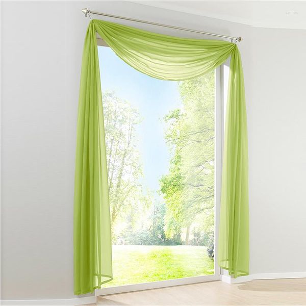 Cortina multicolor sheer para janela sala de estar lenço valance tule voile cortinas diy painéis de cortina de quarto de quarto