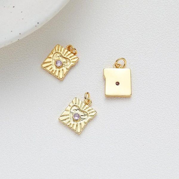 Colares pendentes 2pcs amor banhado a ouro com encantos de zircão para jóias fabricando pulseira de colar de bracelete DIY Acessórios de cobre feitos à mão