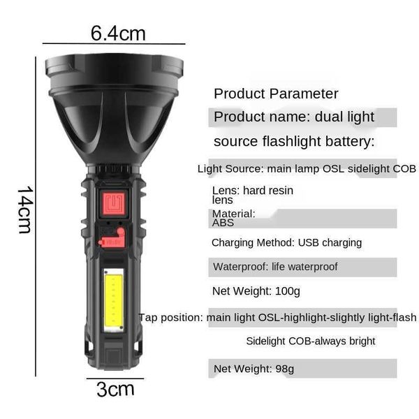 Torce Torce OSL Torcia COB Piccola torcia a LED Luminosa portachiavi ricaricabile Mini 4 modalità di luce Tasca portatile esterna L221014