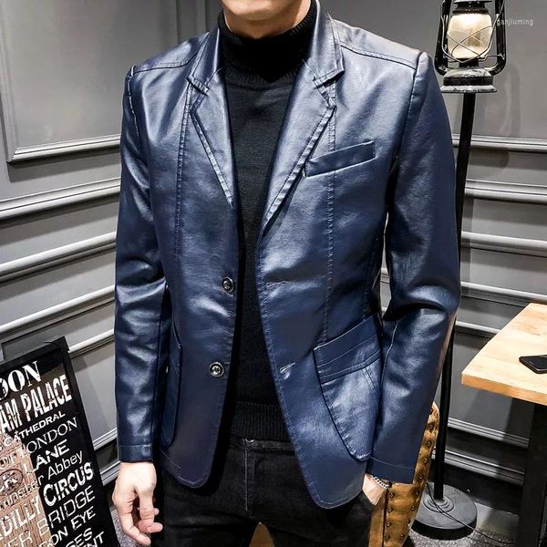 Giacche da uomo Cappotto da giacca in pelle PU causale sottile Cappotto da uomo Primavera Motocicletta Moda coreana Giacche streetwear da uomo Bomber giovanile