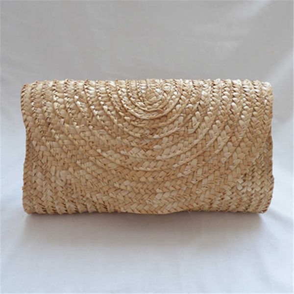 Borse da sera New Summer Str Clutch per le donne Fatte a mano in rattan Borse da spiaggia da viaggio Busta da sposa Portafoglio Donna Borse lunghe L221014