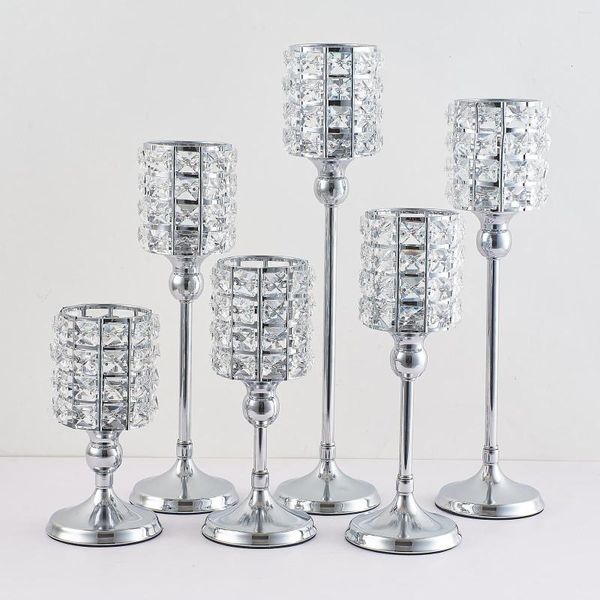 Titulares de vela Crystal Centerpieces Piller Mosaic Stand Tea Light Candlestick para decors de mesa