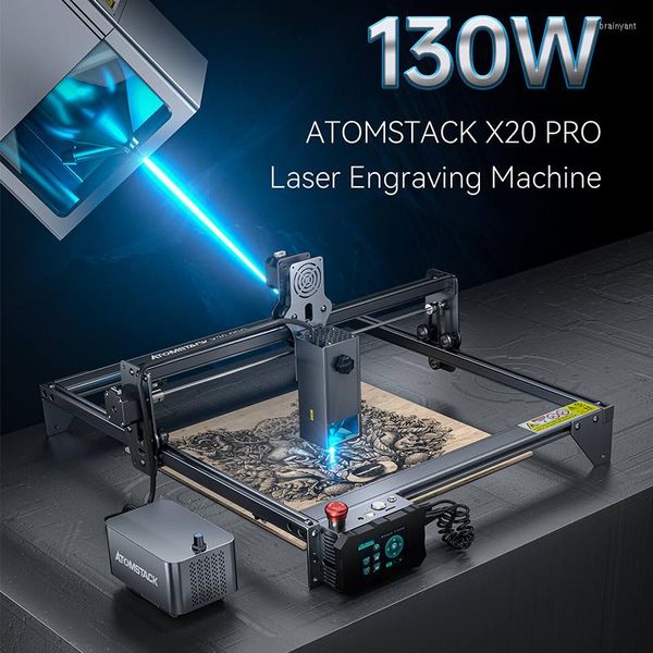 Atomstack X20 Pro 130 W Quad-Laser-Gravier- und Schneidemaschine, integriertes Luftunterstützungssystem, 20 W Hochleistungs-CNC-Graveur