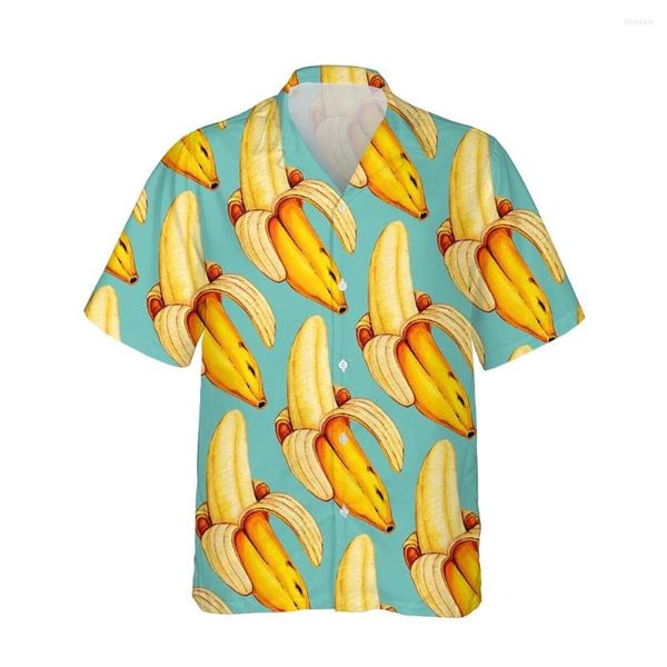 Camicie casual da uomo Jumeast 3d Banana Fruit Stampato Camicia hawaiana da uomo Manica corta Moda alla moda per uomo Magliette allentate Streetwear