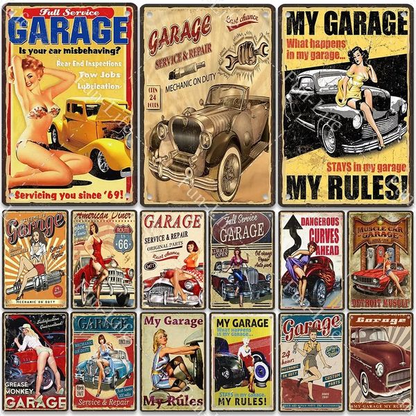 Classics Vintage Schöne Sexy Mädchen Metall Gemälde Plakette Retro Blechschild Garage Lady Tool Eisen Gemälde Bar Club Kunst Home Wand Dekor Poster Kunst Sticket Größe 30 x 20 cm