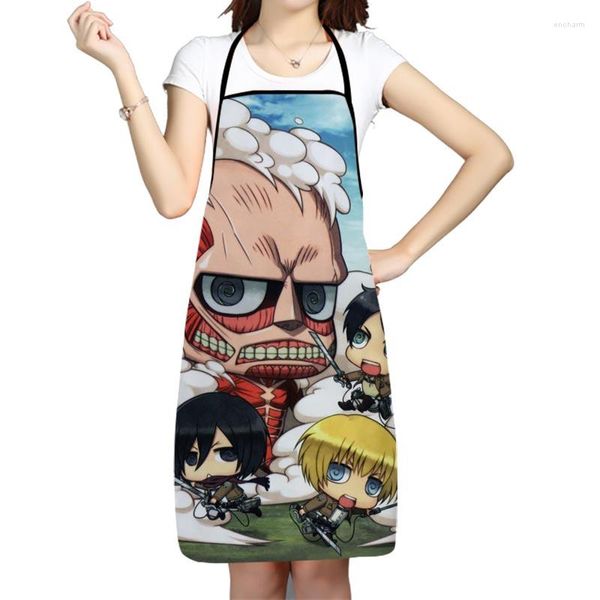 Grembiuli Grembiule da cucina Attack On Titan Stampato Anime Senza maniche Tessuto Oxford per uomo Donna Strumenti per la pulizia della casa Regali creativi