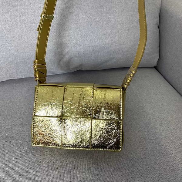 Borse da sera 2022 New Fold Golden Mini Rossetto Simpatico portamonete per ragazza Designer Borsa a tracolla scozzese da donna Vera pelle Messenger Piccola borsa L221014