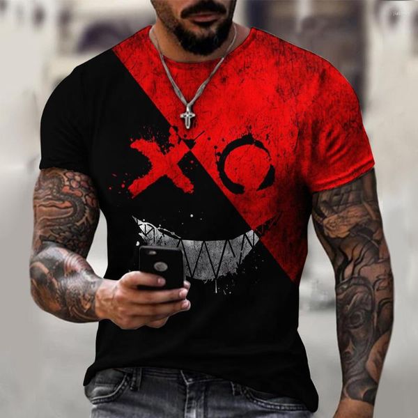 Camisetas masculinas de impressão completa engraçada de impressão gráfica de moda de moda casual camiseta de verão de vela de enxectar