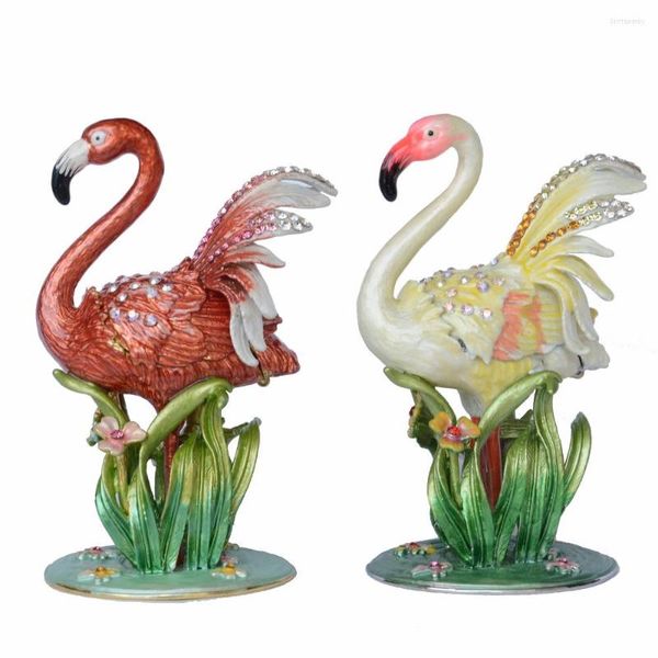 Mücevher Torbaları mücevherli kalay flamingo biblo kutusu kuş figürinler heykelleri yaratıcı hediyeler vintage masa