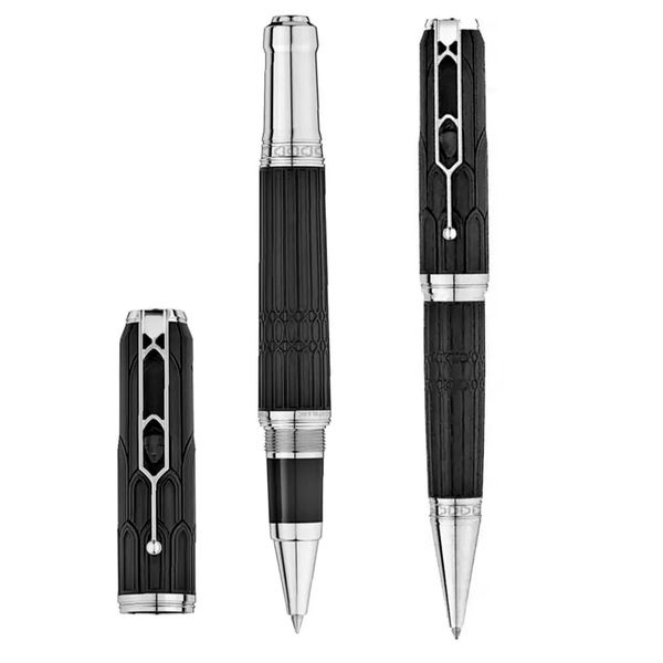 Victor Hugo M Schriftsteller Roller/Kugelschreiber mit Kathedrale Architekturstil Gravures Muster Luxus Schreibweise Schwarz Farbe