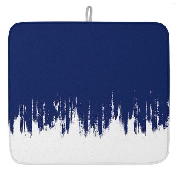 Tapetes de mesa tinta esfrega marinho azul home prato esteira de secagem para cozinha sala de estar para jantar moderno estampa de moda absorvente pratos almofada