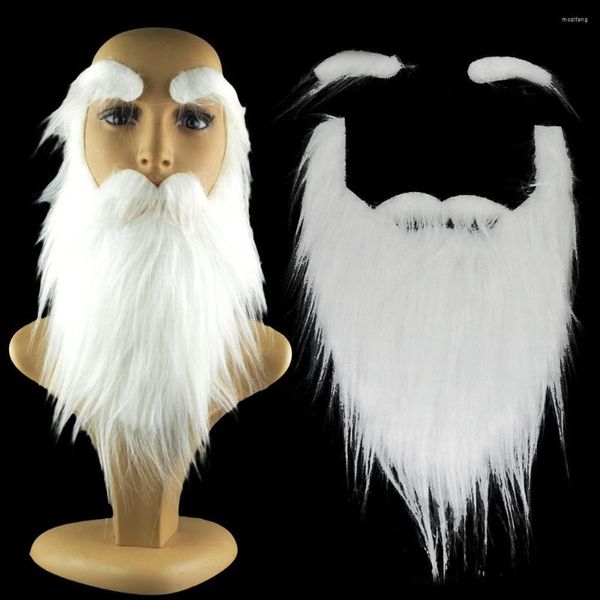 Decorazione per feste Vestito operato fai-da-te Barba finta Barbe lunghe e fluff Costume cosplay Puntelli Babbo Natale Sopracciglia Baffi Forniture di Halloween