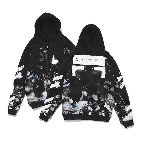 22SS Pullover Designer Hoodie Herbst Winter New Star Splash Paint Arrow Kapuzenmantel Herren Damenjacke Ow