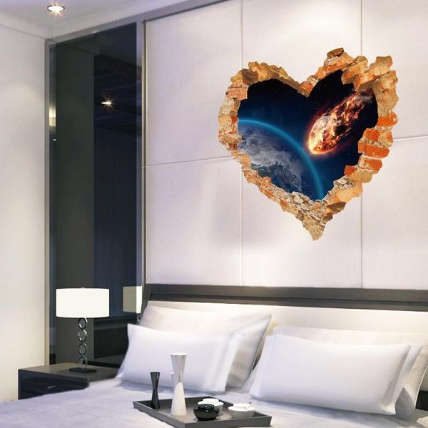 Adesivos de parede adoram coração quebrado espacial decalque de arte de estar em casa decoração em casa decoração 3d efetivo pôster