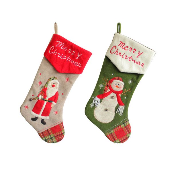 Weihnachtsstrümpfe Stickerei Geschenk Socken Weihnachtsmann Schneemann Süßigkeitentüte Fensterdekoration Anhänger 1223312