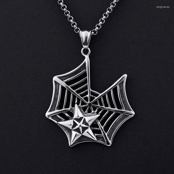 Подвесные ожерелья Titanium Steel Personality Spider Net Retro Fashion Star