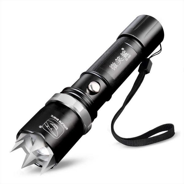 Taschenlampen Taschenlampen T6 LED-Taschenlampe Attack Head Power Torch 18650 Akku Wiederaufladbare Taschenlampe Outdoor-Selbstverteidigungstaschenlampe taktische Taschenlampe L221014