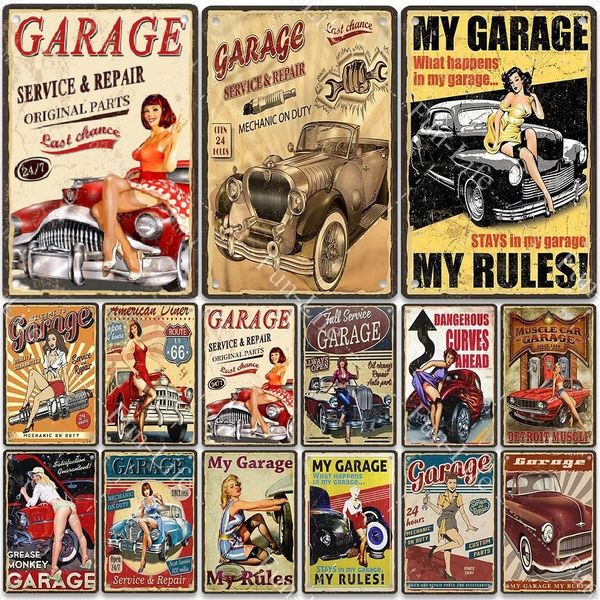 Schönes Mädchen, Metallgemälde, Plakette, Retro-Klassiker, Garage, Sexy Lady, Werkzeuge, Eisengemälde, Pub, Bar, Club, Kunst, Zuhause, Wanddekoration, Poster, Kunststicker, Größe 30 x 20 cm