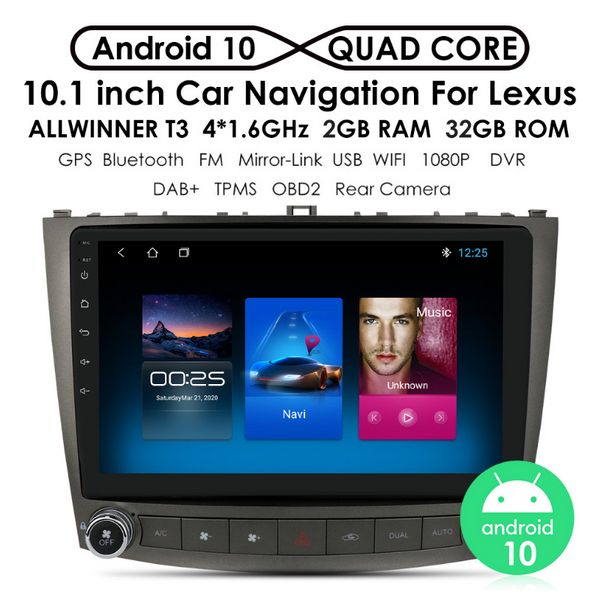 Navegação Android de 10 polegadas para 2006-2012 Lexus IS250 Máquina integrada de navegação por tela grande de tela grande central