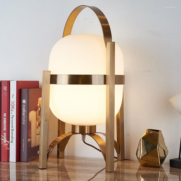 Lâmpadas de mesa LED moderno LED oval de cabeceira de cabeceira interior de decoração de lâmpada de vidro para sala de estar para sala de estar