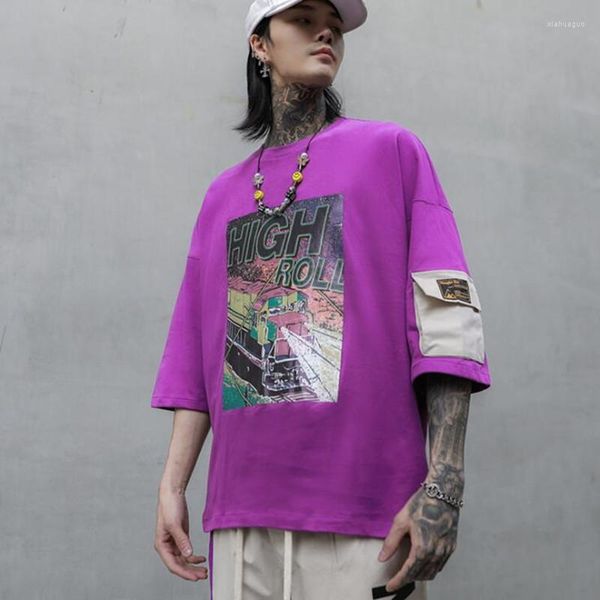 T-shirt da uomo Uomo Estate Camicia oversize viola Punk Hip Hop 3D Stampa T-shirt Uomo Harajuku Vintage T-shirt manica corta