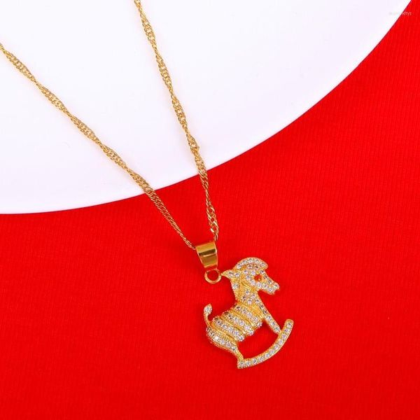 Zebra Horse Crystal gold elephant pendant - Fashionable Women's Choker Chain Jewelry