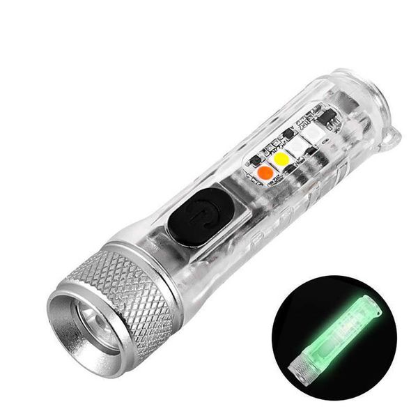 Taschenlampen Taschenlampen LED wiederaufladbare Taschentaschenlampe mit IP65 wasserdichter Mini-Notfall-Taschenlampe für den Außenbereich mit seitlichem Signallicht, Leselampe L221014