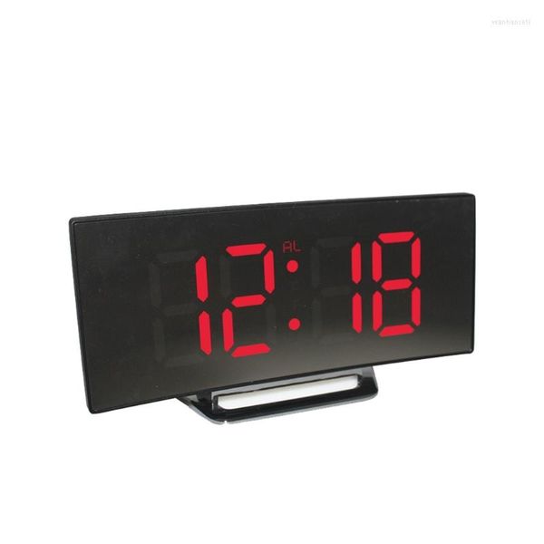 Módulos de automação inteligentes 1 Definir LED curvado LED grande Digital Silent Alarm Clock Display Dimmer Backup Desk Table Relógios Tempo de USB Carregamento USB