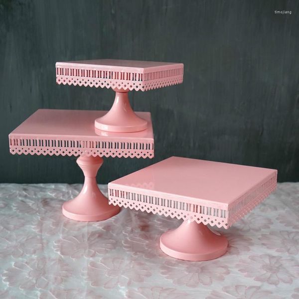 Bakeware Araçları Kare Tip Kek Standlar Pembe Prenses Doğum Günü Tema Partisi Topper Düğün Cupcake Stand Tatlı Tepsi Ev Malzemeleri