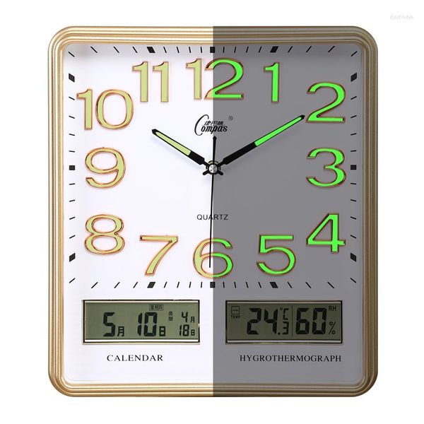 Relógios de parede Smart Metal Silent Big Digital Clock Led Led Creative brilhando na cozinha noturna Horloge Murale Watch